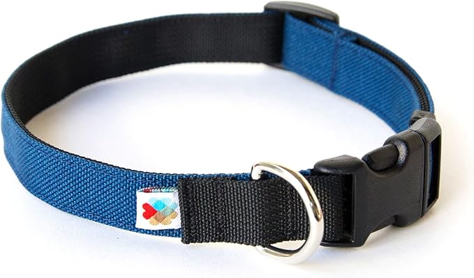 Dog Collar, Lightweight, Heavy Duty Dog Collar with Buckle, Fabric Pet Collar, Breathable & Adjustable Puppy Collar, Dog Collar for Large Dogs (Navy, Large - 14-24 Inch) - Wildebeest