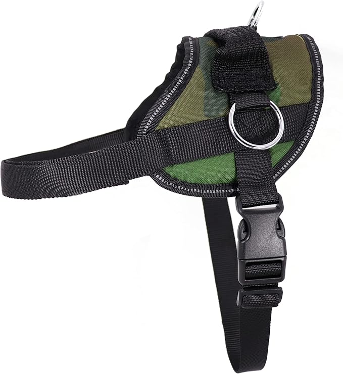 Bark Appeal Green Camo No-Pull Dog Harness for Extra Small Sized Pets – Adjustable, Reflective Vest with 3 Leash Clips for Added Control, Easy Walks & Training – XS