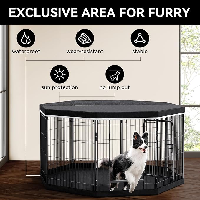 PJYuCien Dog Playpen Plus Storage Bag for Camping, 38" H Dog Pen with Extra Hard Bottom and Top，Heavy Duty Puppy Playpen for Puppies/Small/Medium Dogs, 8 Panels