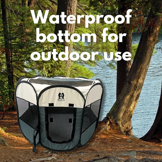 BeanJo Pet Supply Co. Foldable Portable Pet Playpen, Mesh Sides, with Carry Bag (Medium (18 * 25.5 * 25.5)) Dog, cat, Small Animal Enclosure, Safe for Outdoor use.