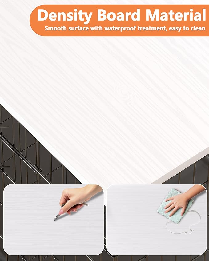 Piskyet Dog Crate Topper Wood Countertop for 48 42 36 30 24 inch Dog Cage, Dog Crate Cover,Dog Kennel Topper(Crate Not Include) (White, for 48 Inch Crate)