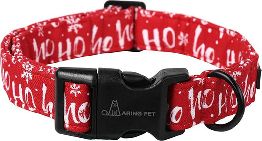 ARING PET Christmas Dog Collar Cute Red Snowflakes Dog Collar, Adjustable Cotton Christmas Dog Collars Puppy Collar for Small Medium Large Dogs