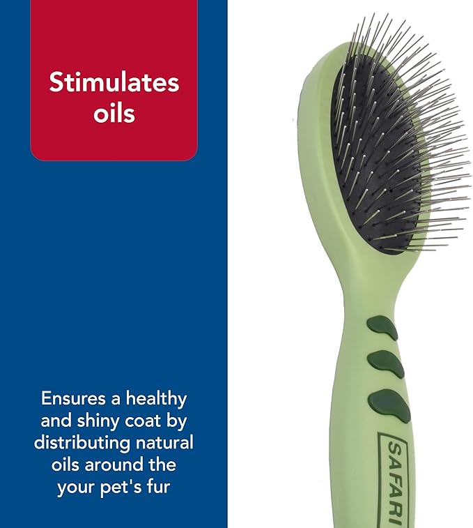 Coastal Pet Safari Wire Pin Brush - No-Slip Plastic Handle for Short and Long Pet Hair - 9.25" x 2.5" Compatible Grooming Tool