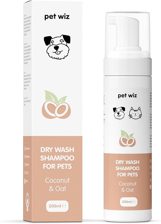 Dry Wash Shampoo for Pets – Soothing & Deodorizing, Natural Ingredients, Quick Drying & No Rinsing Required (Coconut & Oat)