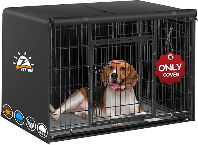 Dog Crate Cover 42 Inch - 600D Kennel Crate Covers for Dog Cage Waterproof & Heavy Duty, Small Dog Cage Cover Universal Fit for Most Wire Pet Crates - 42 x 29 x 29 Inch (Cover Only)