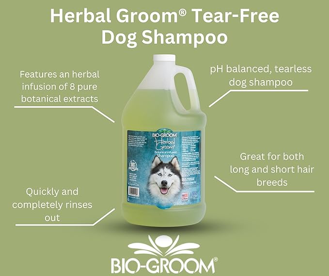 Bio-Groom Herbal Groom Dog Shampoo – Tearless Puppy Shampoo, All-Natural, Dog Bathing Supplies, Cruelty-Free, Cat & Dog Grooming Supplies, Made in USA, Tear-Free Dog Products – 1 Gallon