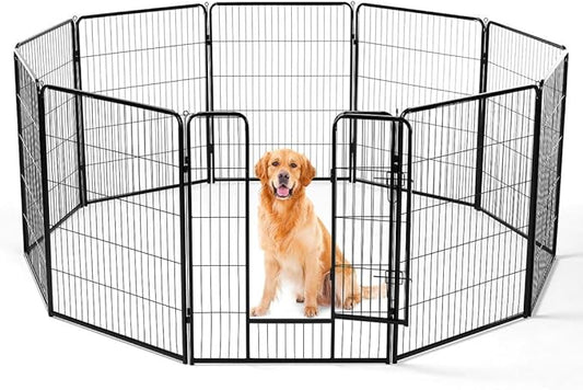 Dog Playpen, 8 Panel 40” Height Puppy Fence Exercise Pen for Yard Gate, Indoor Outdoor Heavy Duty Anti-Rust Metal Playpens with Doors Portable for RV Camping - Small/Medium/Large Pets