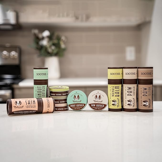 Natural Dog Company Powerhouse Bundle, Includes 4 Healing Balms that Relieve Skin Irritations, Cracked Paws and Dry Noses, Organic, All Natural Ingredients, 0.15oz Trial Sticks