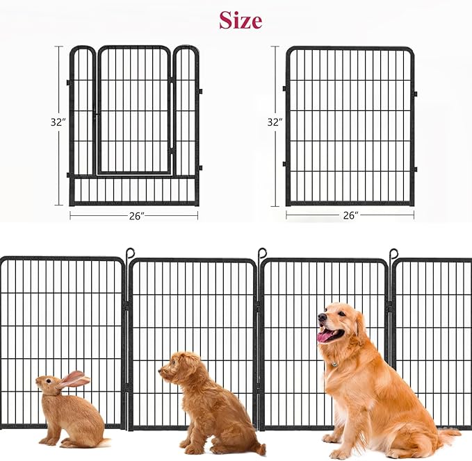 Dog Playpen, 32inch 20 Panels Outdoor Dog Fence Indoor Dog Pen Anti-Rust Pet Puppy Pen Dog Exercise Pen with Lock for Medium Small Dogs, Portable Pet Fence for Yard RV Camping