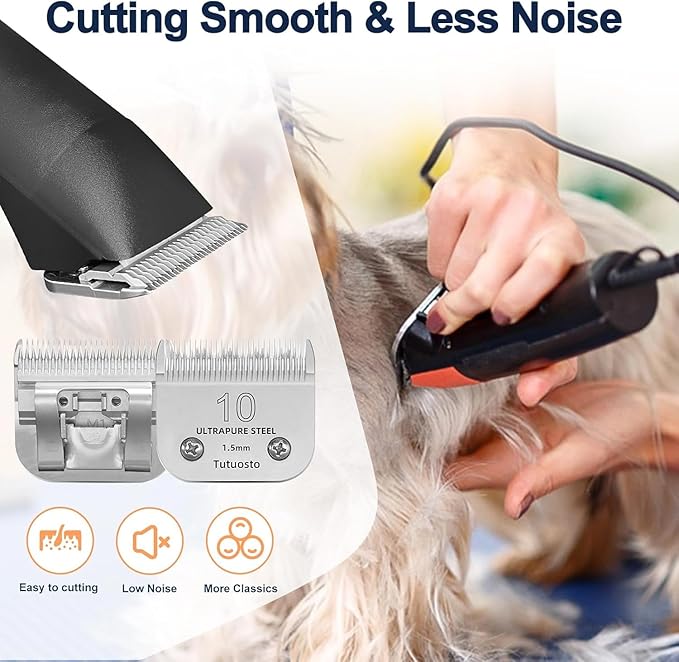Clipper Blades Pet Grooming Clipper Replacement Blades Detachable Blade Compatible with andis/wahl/Oster Dog Clippers (10#&7FC)