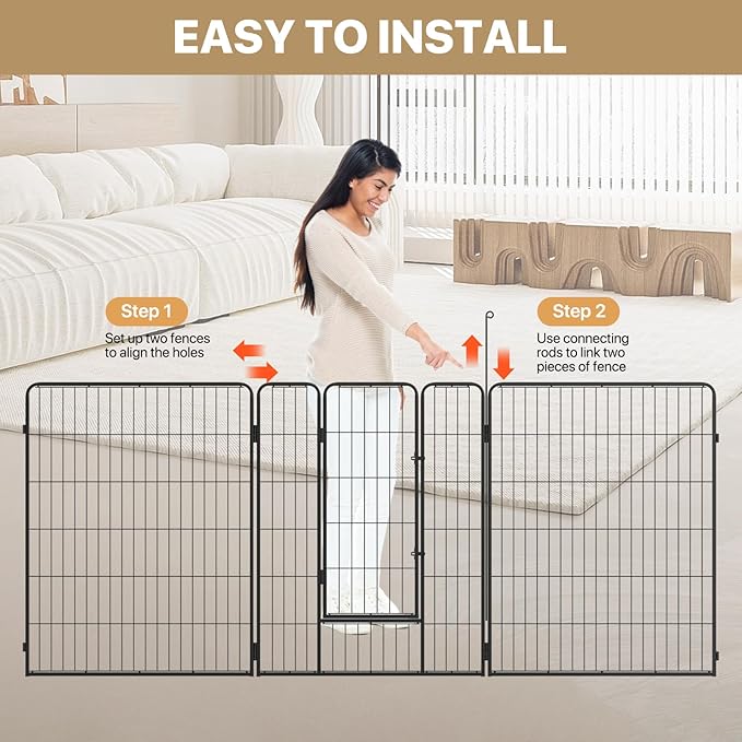 MoNiBloom Dog Playpen Outdoor, 40" Height 8 Panels Heavy Duty Metal Dogs Pen for Large/Medium/Small Animals Pet Exercise Pen for RV Camping Yard