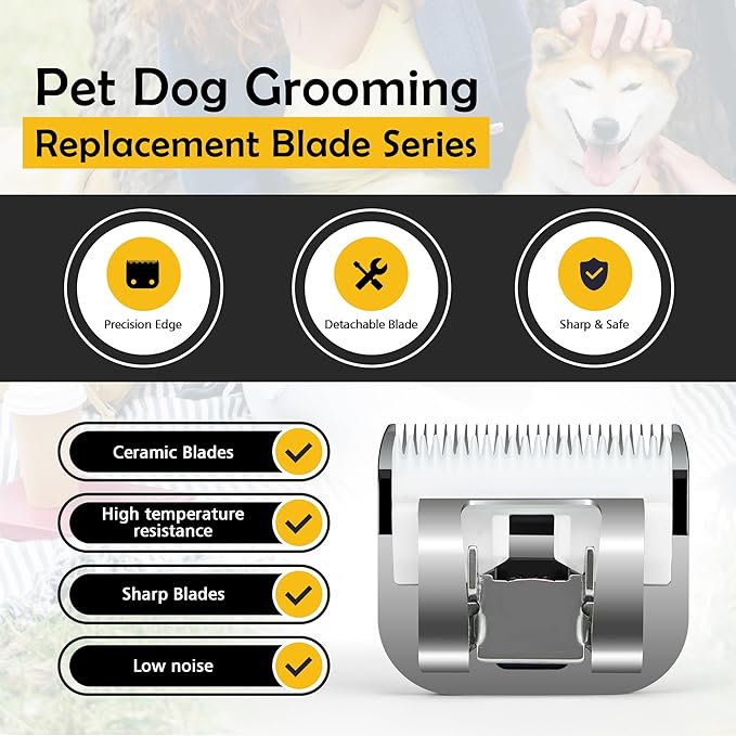 Black Detachable Steel Pet Dog Clipper Blades, Size-5FC, Compatible with Andis Cut Length 1/4"(6.3mm)，22th Ceramic Moving Blade
