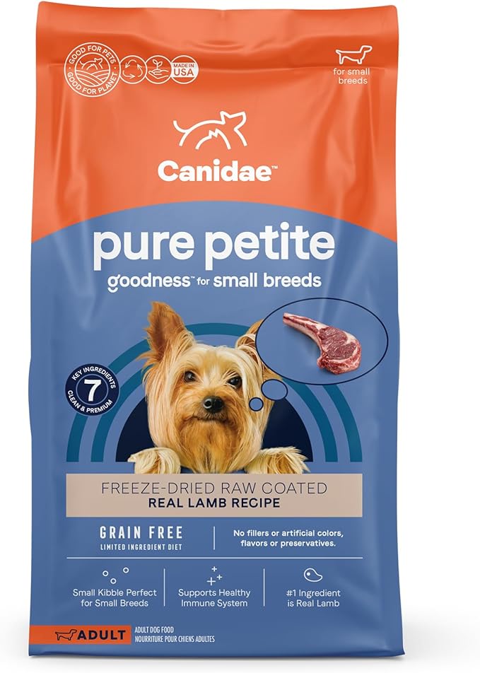 Canidae Pure Petite Freeze-Dried raw coated Recipe with Real Lamb Dog Dry 10 lbs. (Packaging May Vary)