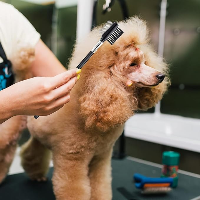 6in1 Pets Grooming Comb Kit, Cat Dog Flea Comb Grooming Comb Eye Comb Brush Pet Double-Sided Comb Remove Knots Crust Mucus for Puppy Kitten (6in1)