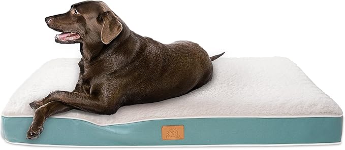Orthopedic Dog Bed for Extra Large Dogs, Waterproof Deluxe Plush Dog Crate Bed with Removable Washable Cover & Anti-Slip Bottom, Egg Crate Foam Pet Bed Mat, 41 x 27 Inches, Blue