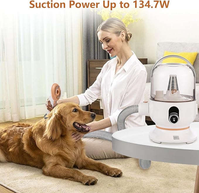 Garvee Dog Hair Vacuum & Dog Grooming Kit, 5 in-1 Pet Grooming Vacuum Suction 99% Pet Hair for Dogs Cats, 2L Large Capacity Dust Cup, Low Noise Dog Hair Vacuum for Shedding Pet Hair