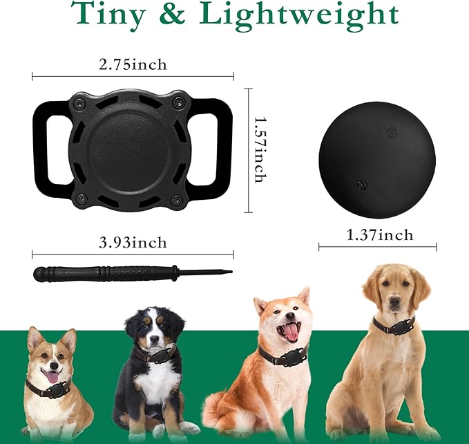 Dog Tracker, Pet Location Tracker with Collar Holder for Dogs Smart Tracking Device, MFi Certified, No Subscription, Precise & Waterproof,iOS Only,Work with Apple Find My (Black)