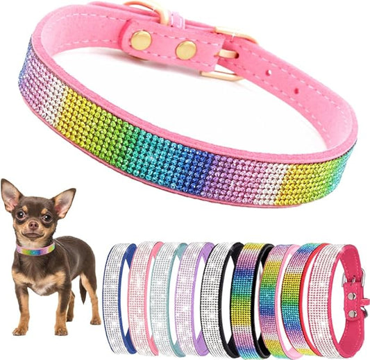 Bling Dog Collars for Small Dogs, XXS Dog Collar with Rhinestone Diamond Crystal Glitter Girls Dog Collars for Puppy XXS XS Small Dogs and Cats, Light Pink, XXS
