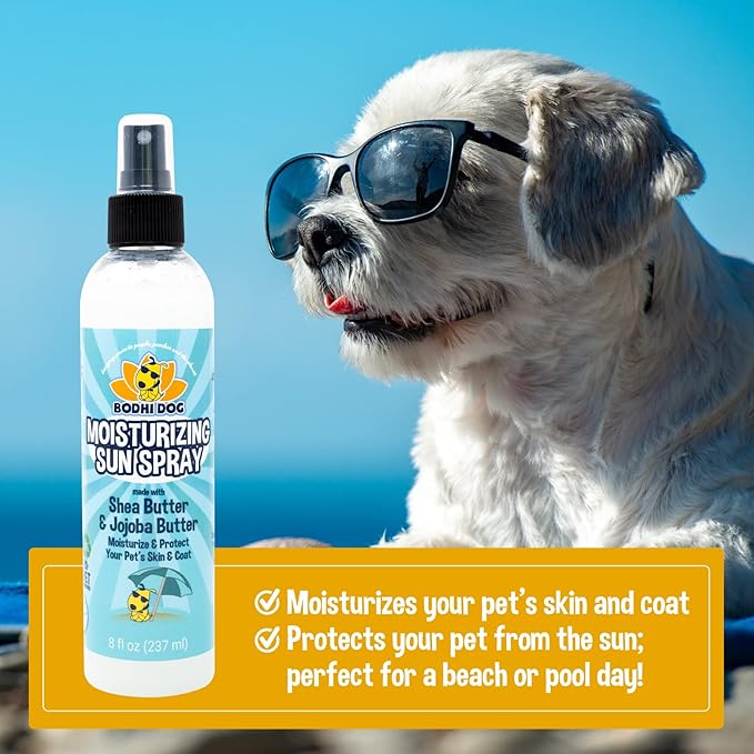 Bodhi Dog Sunscreen Moisturizing Pet Sun Spray - Safe for Dogs, Cats & Horses - Natural Protection for Skin, Coat, Nose, Ears - Hydrating & Non-Toxic - Made in USA (8 Fl Oz)