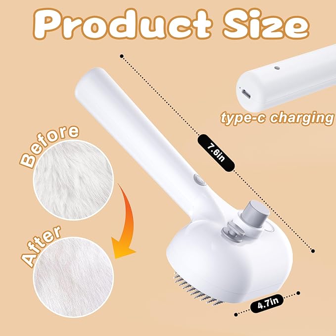 Cat Steam Brush, 3 In 1 Steam Brush for Dogs & Cats, Pet for Pet Hair Removal Tool, Shedding Reduced Discomfort, Suitable for Massaging, Combing