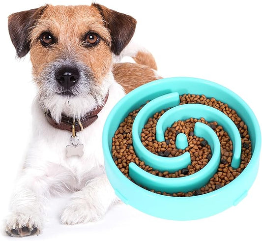 WHIPPY Slow Feeder Bowl for Small Medium Dog Fun Maze Feeder Dog Food Water Bowl Anti-Slip Puzzle Bowl No Chocking Healthy Interactive Bloat Stop Dog Bowl Dish,Medium,Blue