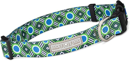 Lucky Love Dog Patterned Dog Collar - Adjustable, Durable, Soft Webbing, & Comfortable Dog Collar for Male and Female Dogs - Cool Dog Collar in Leo Pattern with Strong Buckle, Small Size