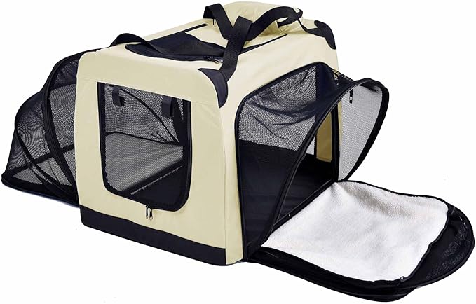 Pet Life Hounda Accordion Metal Framed Soft Folding Expandable Dog Crate - Collapsible Folding Pet Crate or Dog Kennel with Triple Expansion Room Large