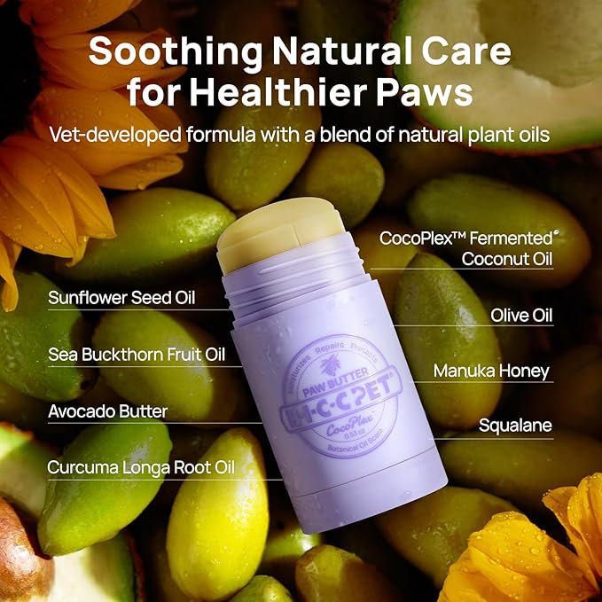 HICC PET Dog Paw Balm 0.53 oz for Dogs & Cats, Soothing Paw Balm Dogs Lick Safe, Moisturizing and Healing Dry Cracked Paws Cat Paw Balm, All-Natural Paw Wax for Dogs, Improves Rough Paws Relieves Odor