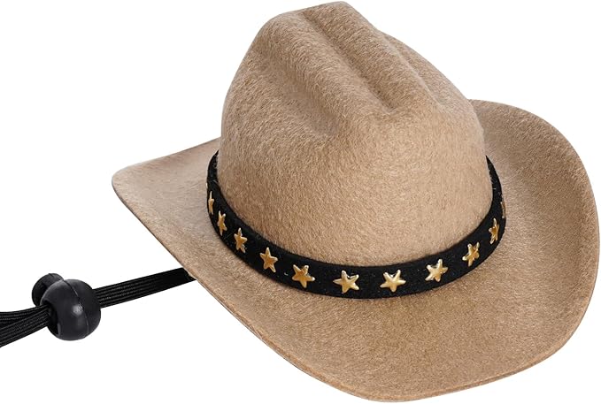 choyaxo Pet Cowboy Costume Cosplay Cap Halloween Costumes for Dogs Cat Pet Party Decoration Mini Cowboy Hat (Khaki, Small)
