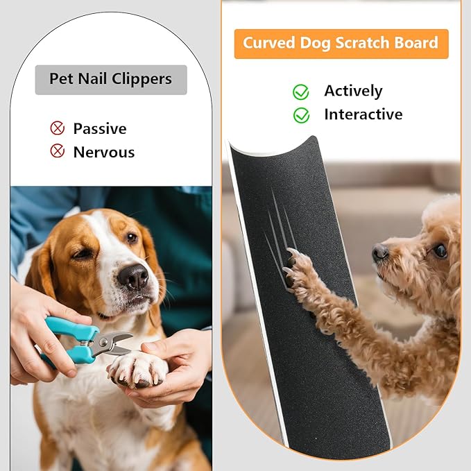 Dog Scratch Pad for Nails, U-Shaped Dog Scratch Board with 4 Sticky Sandpapers, Plastic Durable Dogs Nail File Toy, Shortened Dog’s Side Nails Easily for Small and Medium Dogs, Cats (M)