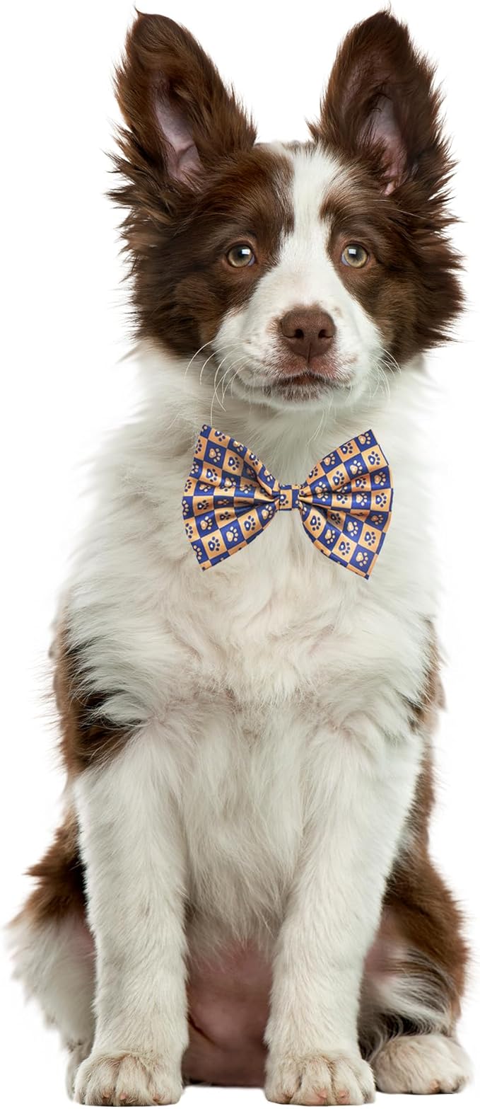 Paw Print Dog Bow Ties Bulk 30 Pcs Adjustable Dogs Bowties for Large Dogs Bow Ties Pet Party Grooming L