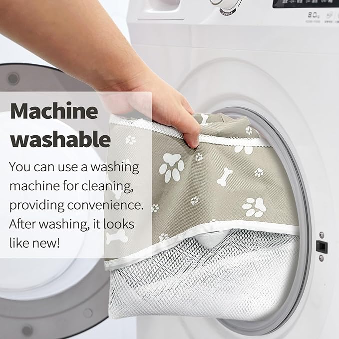 PJYuCien Dog Playpen Mesh Top Cover, Fits 36 Inch 4 Panels Regular Square Plastic Exercise Pet Pen, Adhesive Tape Connections, Grey paw(Note: Cover Only, Fence Not Included)