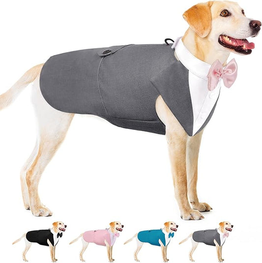 AOFITEE Dog Tuxedo Formal Dog Suit and Bandana Set, Gentle Dogs Wedding Party Suit Bow Tie Shirt, Tuxedo for Medium Dogs Costume Outfit with Detachable Bowtie Collar for Christmas Halloween Dress Up