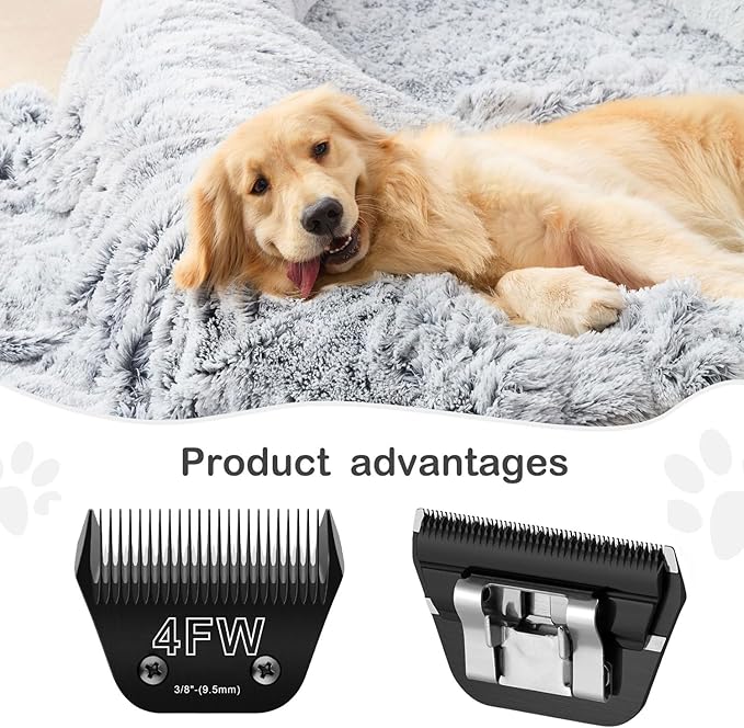 4FW Wide Blades for Dog Grooming Blades Compatible with Andis Dog Clippers Blades,Dog Clipper Blades Compatible with Oster A5,Wahl km10 Dog Clippers for Horse Dog Cat Animals