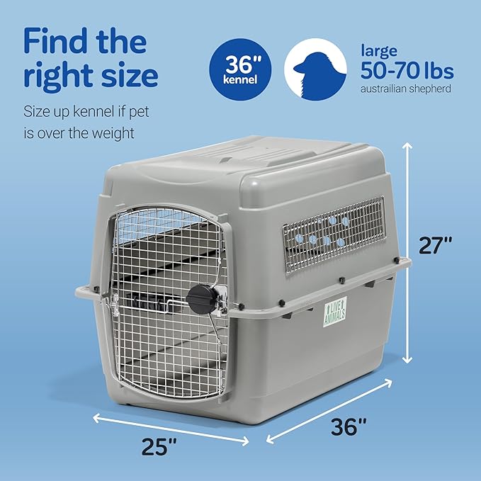 Petmate Sky Kennel - For Air and Travel, Airline Approved Dog Crate for Pets 50-70 lbs, Heavy Duty Dog Kennel, Made in the USA- 36 Inches