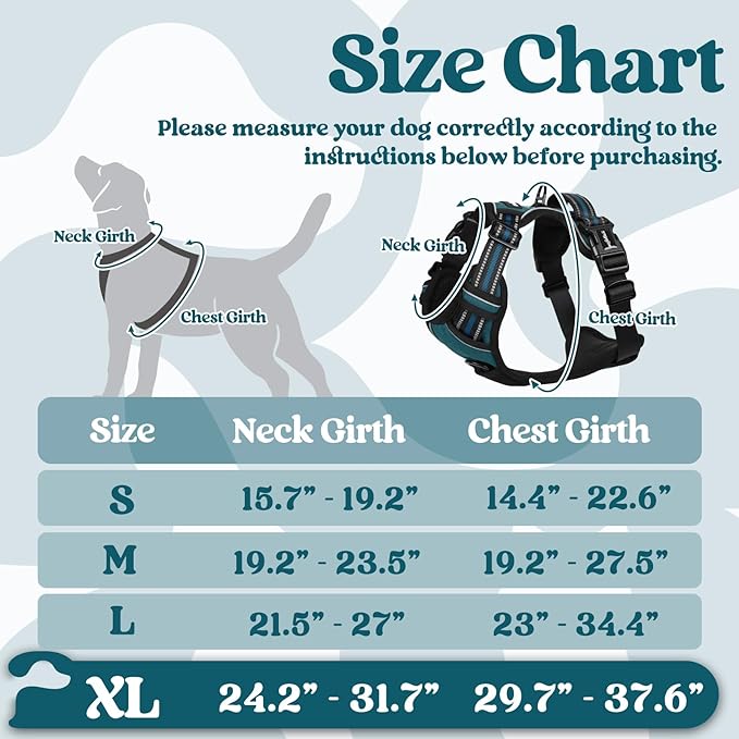 rabbitgoo Dog Harness for Large, No Pull Pet Harness with 3 Buckles, Adjustable Soft Padded Dog Vest with Instant Control Handle, Easy Walking Reflective Pet Vest for Extra Large Dogs, Blue Coral, XL