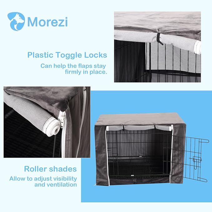 Dog Crate Cover for Wire Crates Cages, Doubles as a Comfy Blanket, Polar Fleece Pet Kennel Cover Windproof Soundproof Home Decoration - Cover only - Grey - Fits 30 Inch Crates
