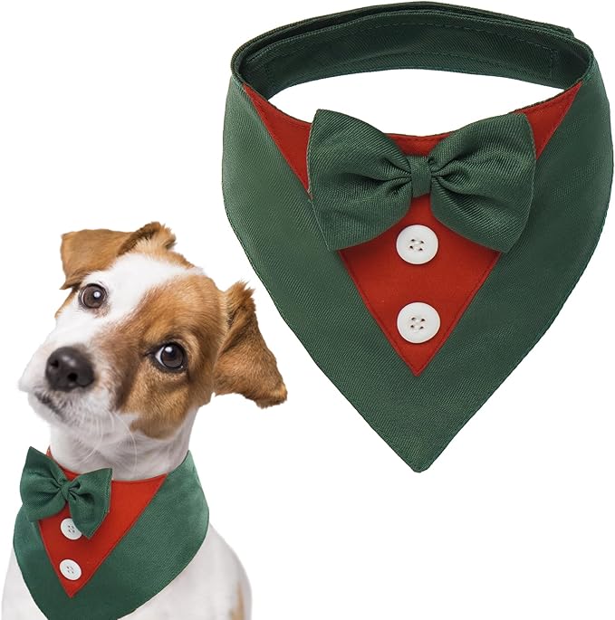 FUAMEY Formal Dog Tuxedo Collar with Bow Tie - Adjustable Pet Party Tux Wedding Attire for Small, Medium, Large Dogs - Valentines Cosplay, Christmas