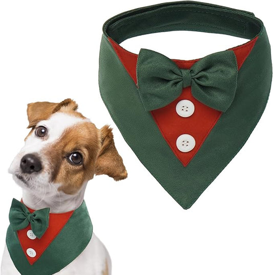 FUAMEY Formal Dog Tuxedo Collar with Bow Tie - Adjustable Pet Party Tux Wedding Attire for Small, Medium, Large Dogs - Valentines Cosplay, Christmas