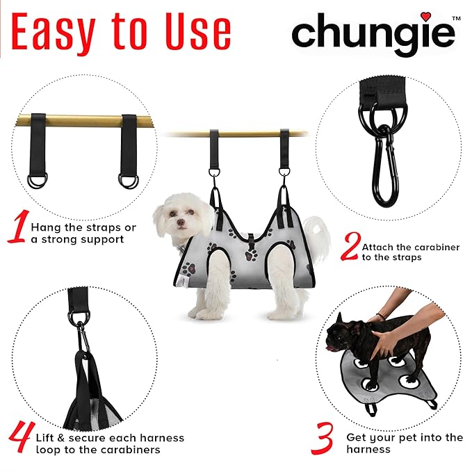 Dog Grooming Hammock for Small Pets – Pet Restraint for Nail Trimming with Pet Nail Clipper – Dog Sling for Grooming, Pet Hammock for Nail Cutting & Grooming Harness (Legs Spacing: 9-12”)/Max W:30lb)