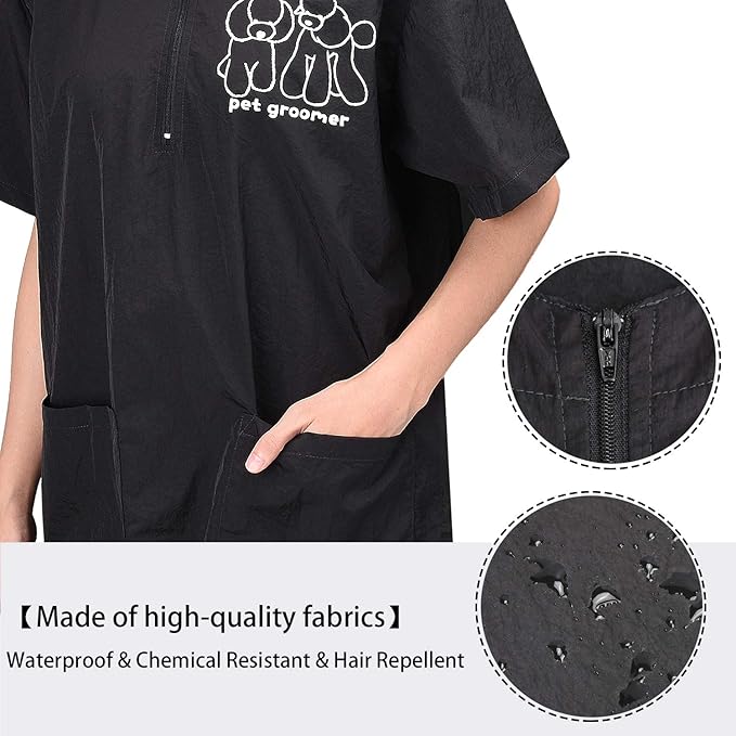 Noverlife Professional Pet Grooming Smock, Water Resistant Anti-Static Pet Beautician Workwear Pants Trousers for Pet Shop