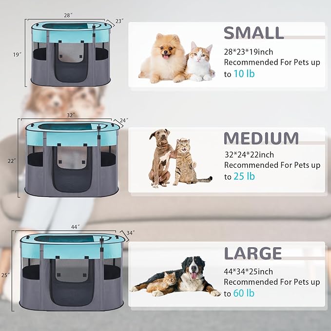 Dog Playpen,Cat Crate,Portable Pet Playpen, Foldable Kennel for Puppy Kitten Rabbit,Breathable Shade Cover,Indoor Outdoor Travel Camping Use for Puppy Cat Dog Green S