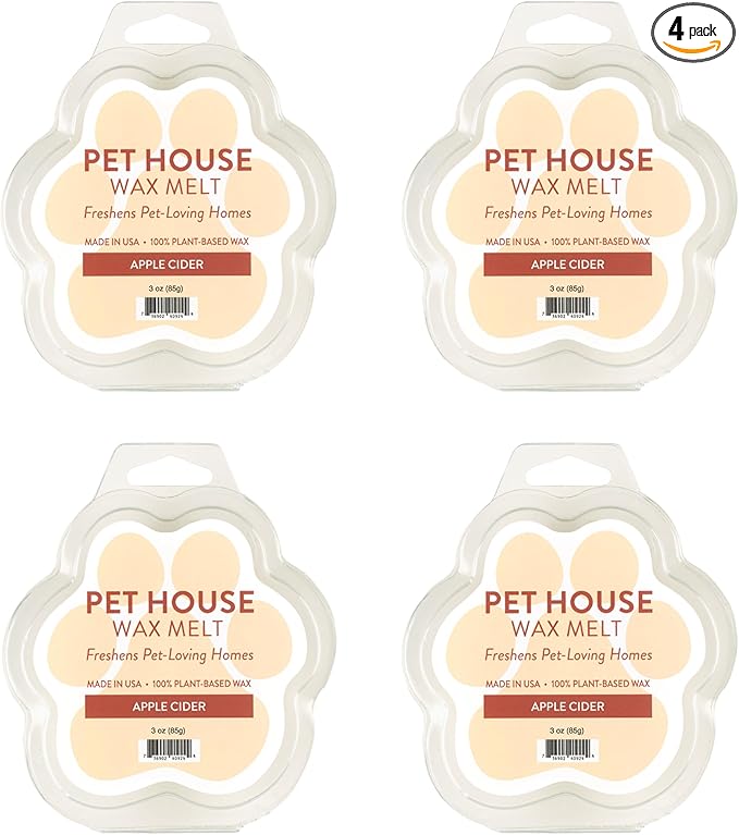 One Fur All Pet House Wax Melts - Apple Cider Pack of 4 - Odor Eliminating, Long-Lasting Scented Wax Melts - Pet-Friendly, Natural
