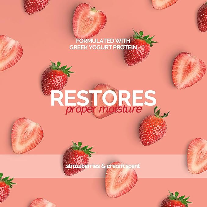 Bark2Basics Strawberries & Cream Greek Yogurt Protein Rich Dog Shampoo, 16 oz - Natural Ingredients, Protein Rich, Super Moisturizing and Hydrating, Repairs Damaged Dry Itchy Hair