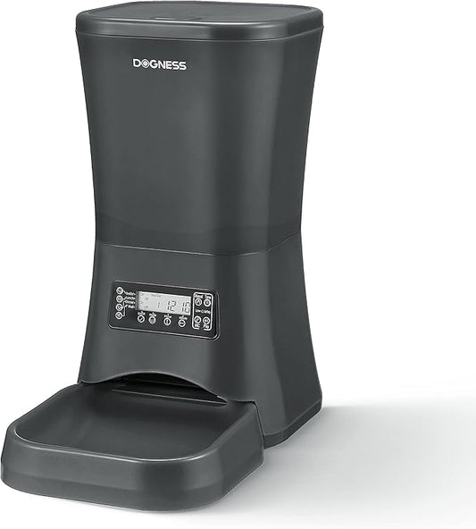 DOGNESS 9L Dog Feeders for Large Dogs, Automatic Dog Feeder with Timer Extra Large, Programmable Auto Pet Food Dispenser Feeder, Portion Control, Voice Recording, Battery and Plug-in Power (Black)