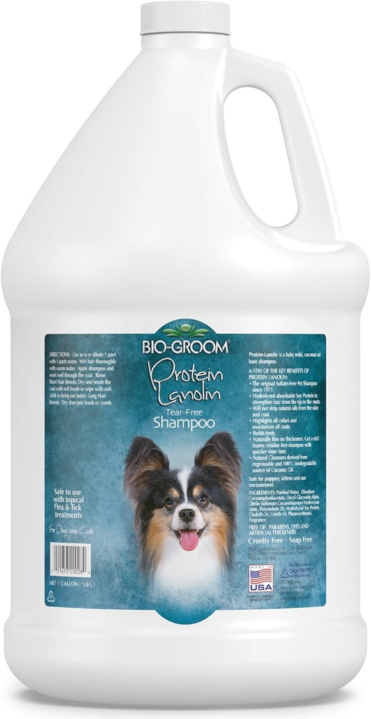 Bio-Groom Protein Lanolin Dog Shampoo - Tear-Free Pet Shampoo, Dog Bathing Supplies, Puppy Wash, Cat & Dog Grooming Supplies, Cruelty-Free, Made in USA, Tearless Dog Products - 1 Gallon