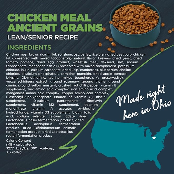 Blackwood Lean/Senior Dry Dog Food, Chicken Meal with Ancient Grains, 4.5 Pound Bag for Weight Management and Muscle Mass Maintenance