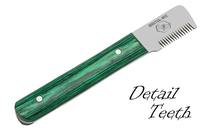 Brutul Bee Dog Grooming Coat Stripping Knife Stripper Trimmer Tool Wooded Handle Stripping Knives Set of 6 in Stainless Steel Non-Slip Tools for Grooming Dogs (Green)