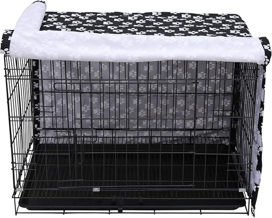 Dog Crate Cover for Wire Crates, Fits Most 42" inch Dog Crates. Easy to Put On, Take Off, and Adjust - Cover only - Black -42 Inch