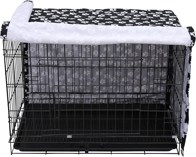 Dog Crate Cover for Wire Crates, Fits Most 36" inch Dog Crates. Easy to Put On, Take Off, and Adjust - Cover only - Black-36 Inch